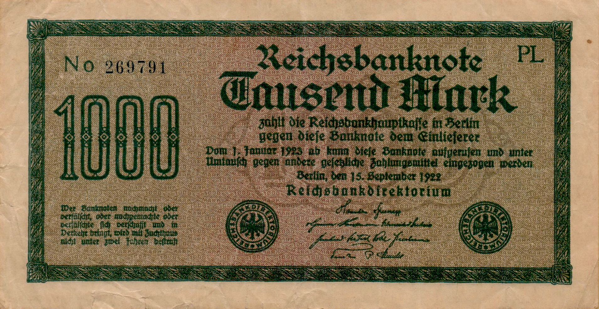 Germany 1000 1922 XF P-76/a